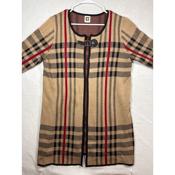 Anne Klein Womens Large Plaid Cardigan Coat - Picture 3 of 11